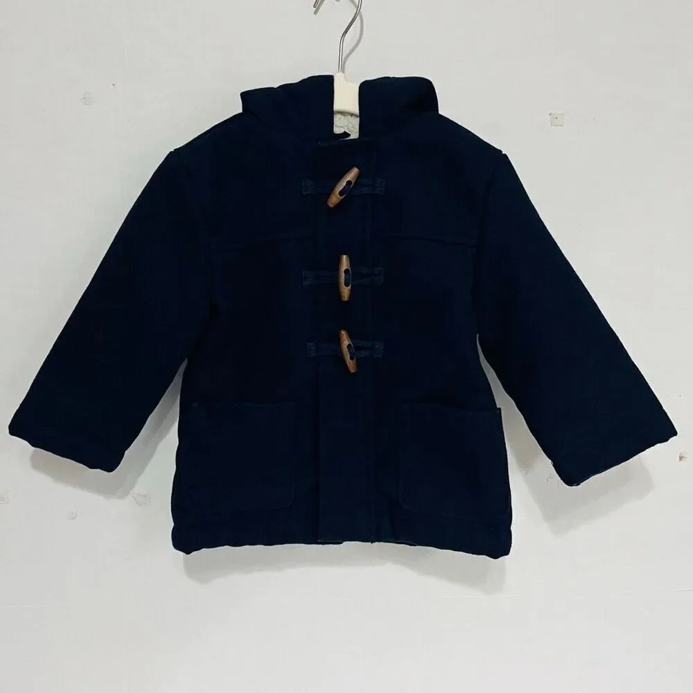 Osh Kosh Navy Blue Peacoat With Hood Boys Size 12-18 Months